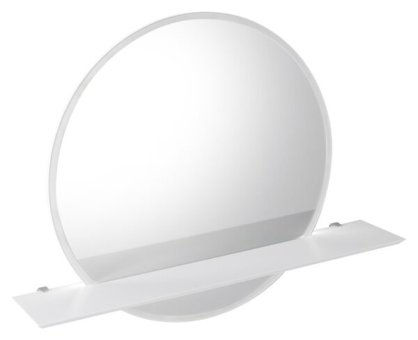 Sapho VISO okrúhle zrkadlo s LED osvetlením a policou ø 60cm, biela mat