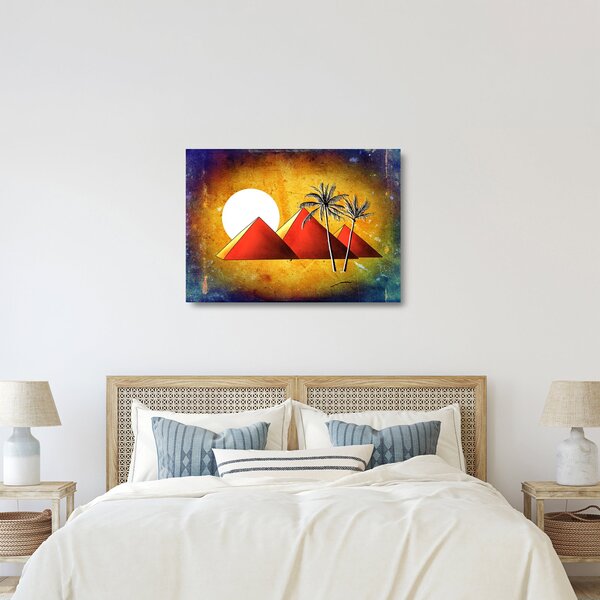 Sklenený obraz maľovaných egyptských pyramíd (70x50 cm)
