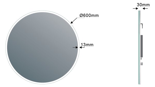 Sapho Sapho, VISO LED podsvietené guľaté zrkadlo priemer 60cm s policou, biela mat, VS060-01