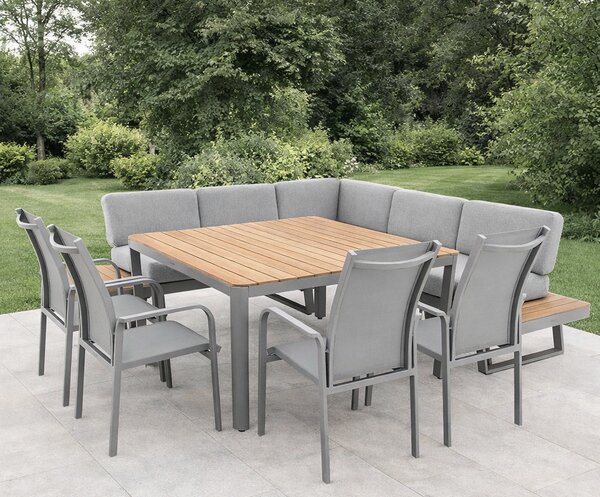 Doppler EXPERT PLUS AVERSA TEAK záhradná sedacia súprava 4+2+1 sivá Doppler