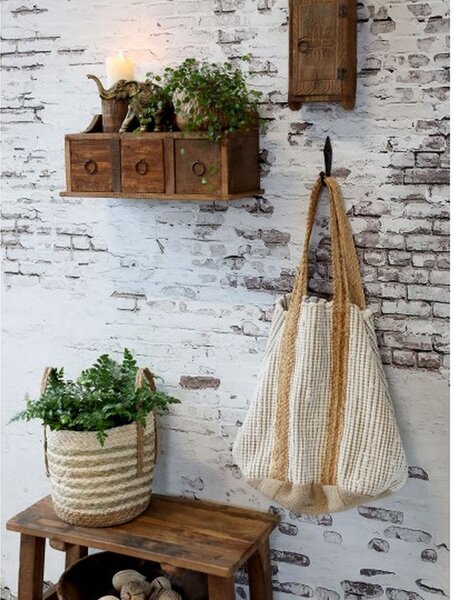 Hnedá antik drevená polička so šuplíčkami Grimaud Unit - 36*13*15 cm - Chic Antique