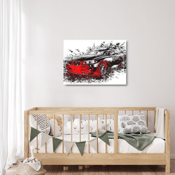 Sklenený obraz - Maľované auto v akcii (70x50 cm)