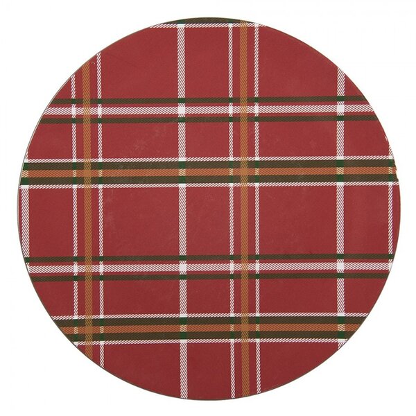 Zelený károvaný servírovací tanier - Ø 33*1 cm - Clayre & Eef