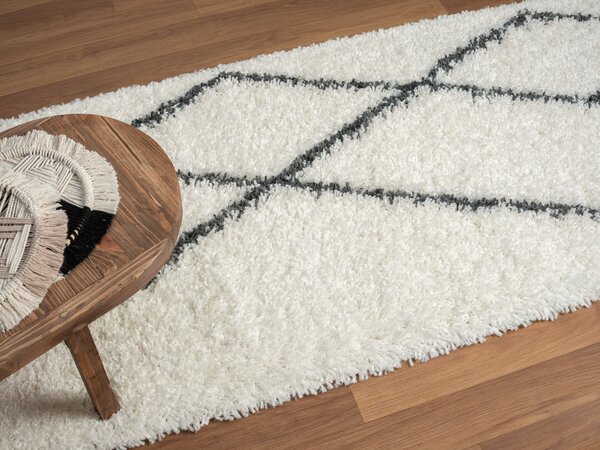 My Flair , Behúň My Shaggy Raute creme, 80x200, čiernobiela, chodba / predsieň