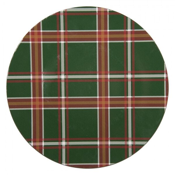 Zelený károvaný servírovací tanier - Ø 33*1 cm - Clayre & Eef