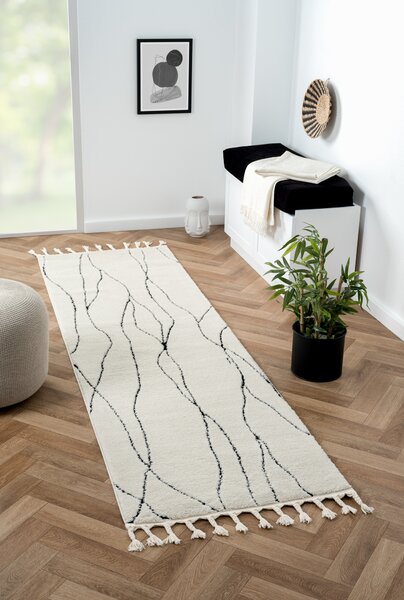 My Flair , Behúň Moroccan Serenity CA40082 weiß, 80x250, čiernobiela, obývacia izba
