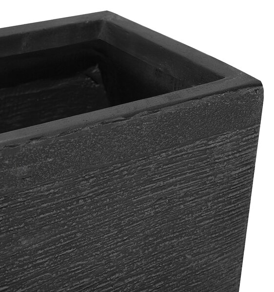 Kvetináč čierny zmes hliny a vlákien 60 x 29 x 30 cm obdĺžnikový tvar moderný štýl interiér exteriér