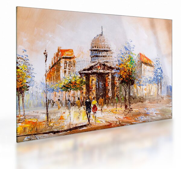 Sklenený obraz - Maľovaná mestská pamiatka (70x50 cm)