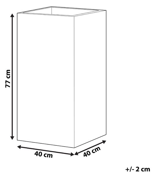 Vysoký kvetináč čierna zmes hliny a vlákien 40 x 40 x 77 cm štvorcový tvar moderný štýl interiér exteriér