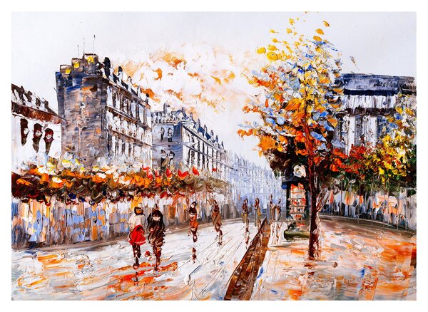 Sklenený obraz - Život v meste (70x50 cm)