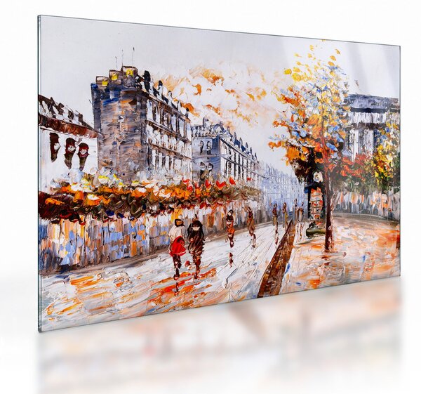Sklenený obraz - Život v meste (70x50 cm)
