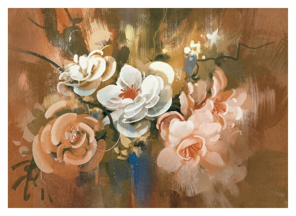Sklenený obraz - Maľovaná kytica kvetov (70x50 cm)