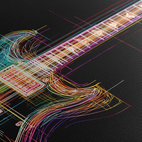 Obraz neónová gitara na čiernom