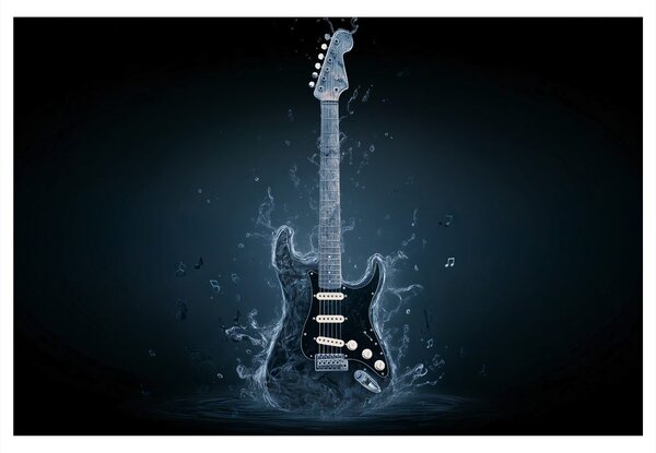 Obraz elektrická gitara v modrej