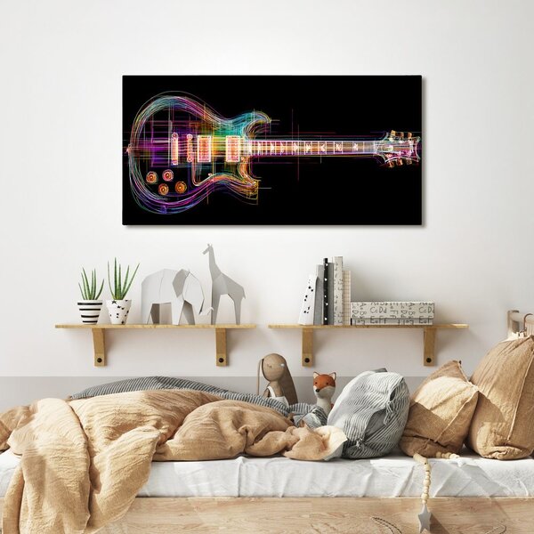 Obraz neónová gitara na čiernom