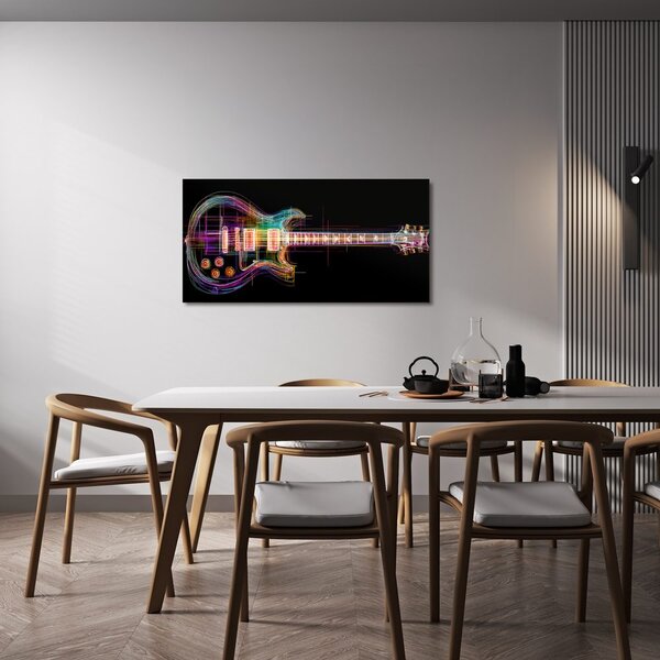 Obraz neónová gitara na čiernom
