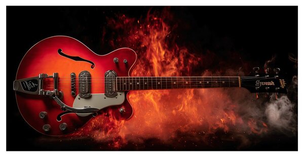 Obraz elektrická gitara v ohni