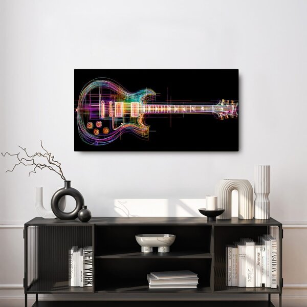 Obraz neónová gitara na čiernom