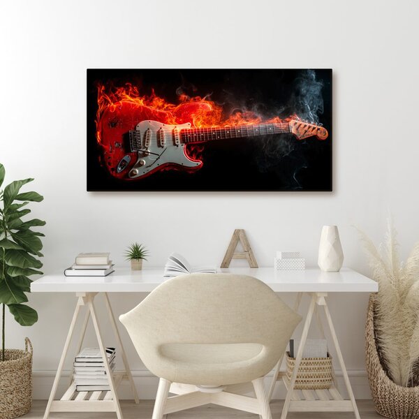 Obraz elektrická gitara a oheň