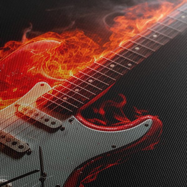5-dielny obraz ohnivá gitara v plameňoch