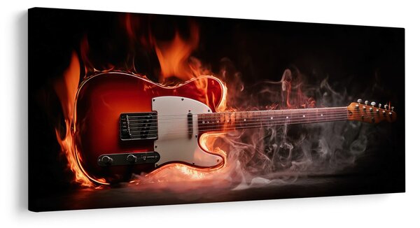 Obraz horiaca gitara v plameňoch