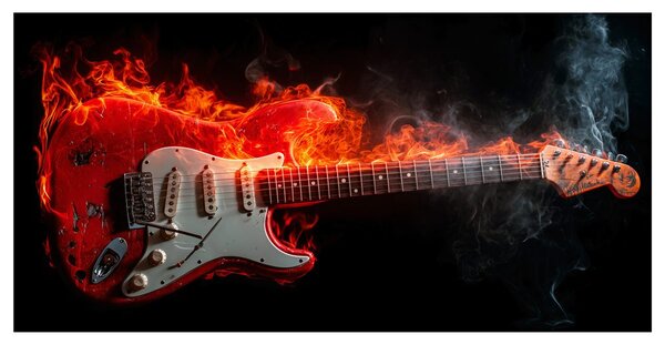 Obraz elektrická gitara a oheň