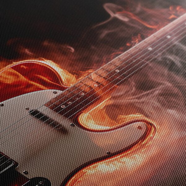 Obraz horiaca gitara v plameňoch