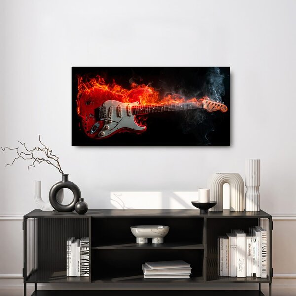 Obraz elektrická gitara a oheň