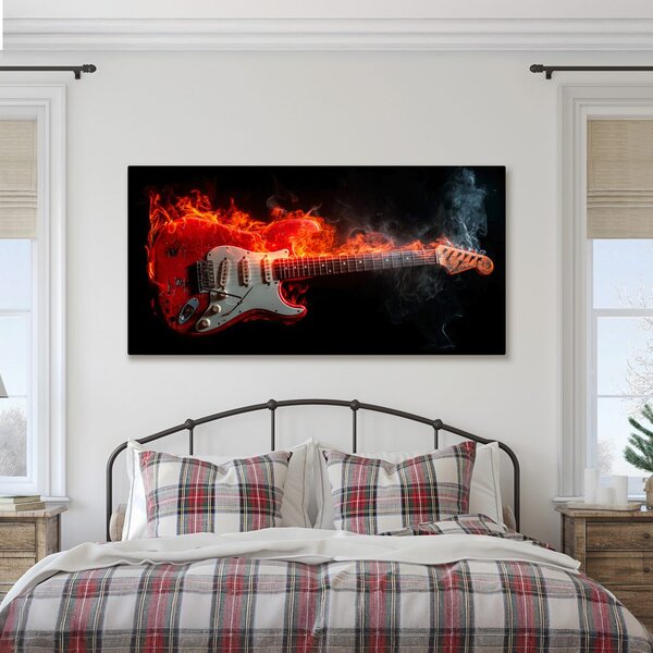 Obraz elektrická gitara a oheň