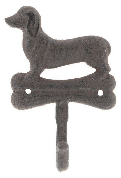 Kovový nástenný háčik Pes s kostičkou - 10 * 4 * 15 cm - Clayre & Eef