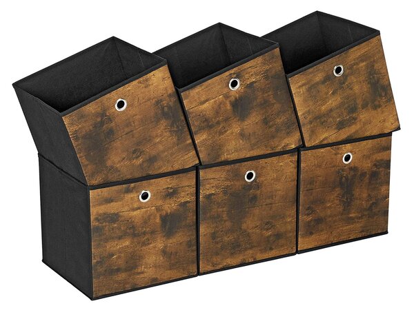 SONGMICS Skladací úložný box Rustik 6 ks hnedý