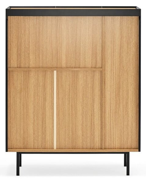 Čierna vysoká komoda v dekore duba 95x120 cm Arista – Teulat