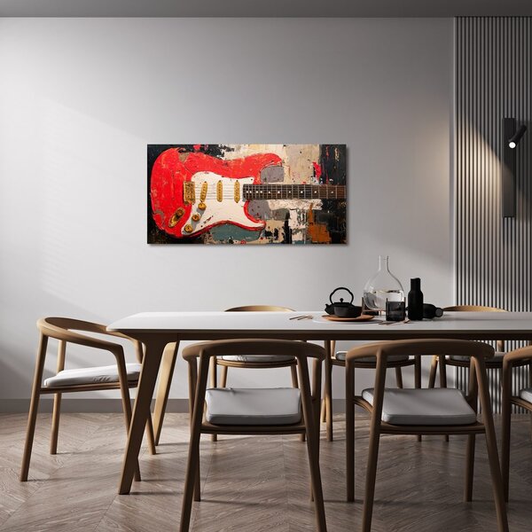 Obraz červená gitara na plátne