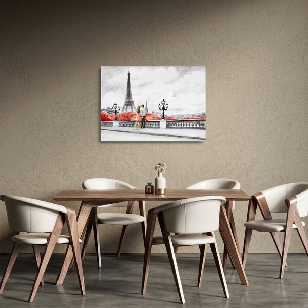 Sklenený obraz - Milenci v Paríži (70x50 cm)