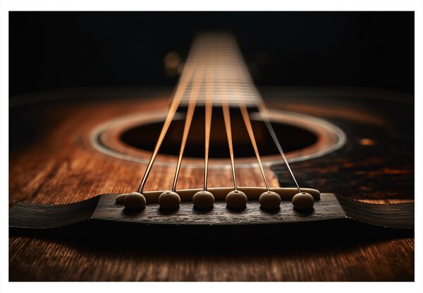 Obraz akustická gitara v detaile