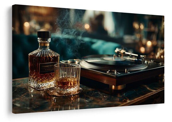 Obraz gramofón a pohár whisky