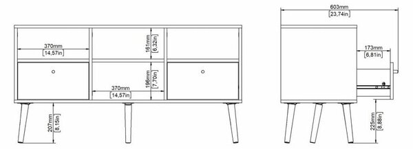 Biely TV stolík 117x61 cm Bodo – Tvilum