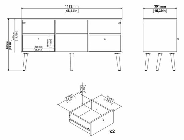 Biely TV stolík 117x61 cm Bodo – Tvilum
