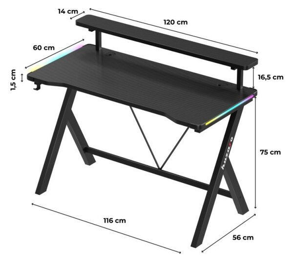 Herný stôl Hero 1.9 RGB Black
