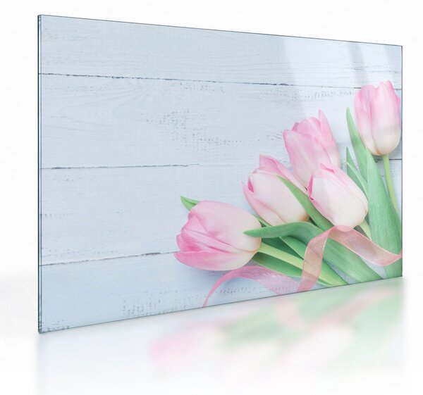 Sklenený obraz - Kytica tulipánov (70x50 cm)