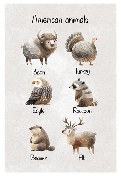 Obraz americké zvieratá v ilustrácii