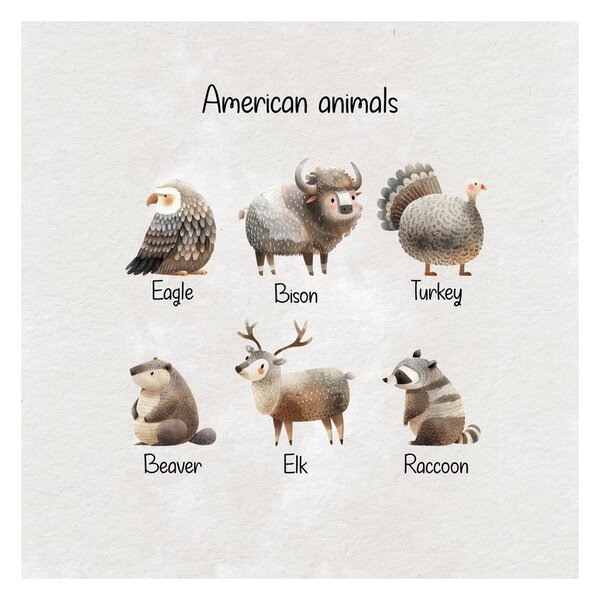 Obraz ilustrácia amerických zvierat