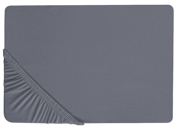 Napínacie prestieradlo tmavosivé bavlnené 140 x 200 cm elastické okraje klasická posteľná plachta textílie do spálne