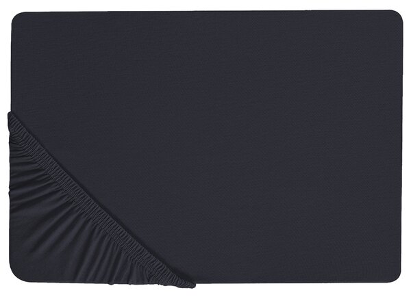 Napínacie prestieradlo čierne bavlnené 90 x 200 cm elastické okraje klasická posteľná plachta textílie do spálne