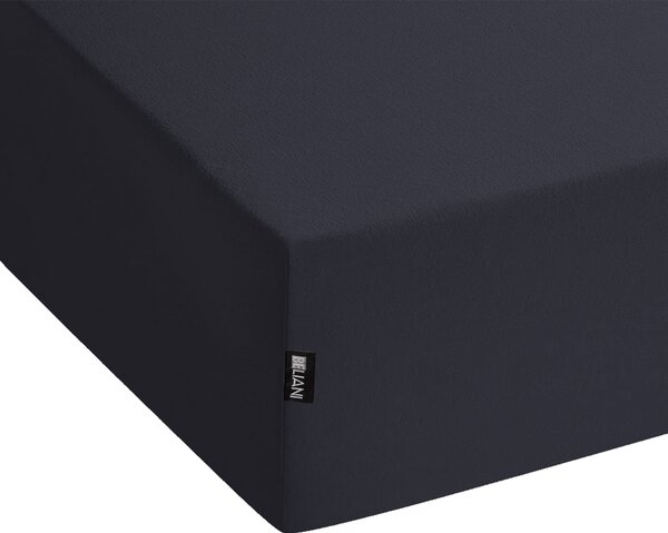 Napínacie prestieradlo čierne bavlnené 90 x 200 cm elastické okraje klasická posteľná plachta textílie do spálne