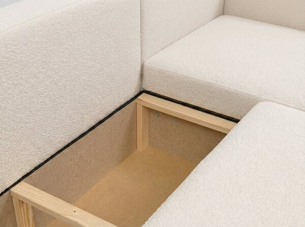 Rozkladacia sedacia súprava do U SMART BOUCLE 303x143 cm, krémová