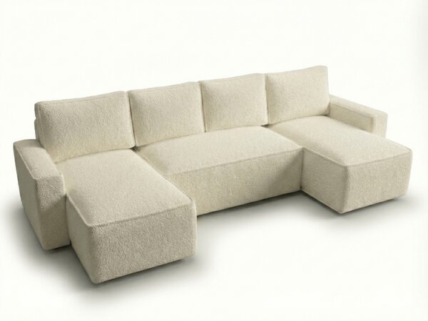 Rozkladacia sedacia súprava do U SMART BOUCLE 303x143 cm, krémová