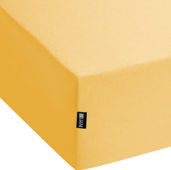Napínacie prestieradlo horčicová žltá bavlnené 90 x 200 cm elastické okraje klasická posteľná plachta textílie do spálne
