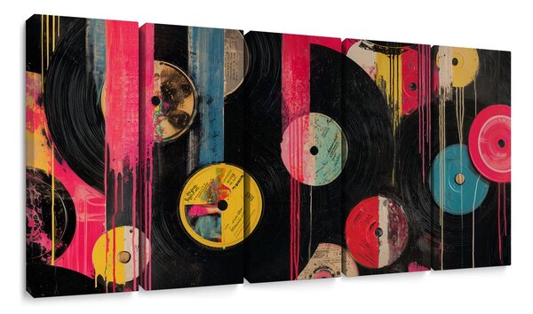 5-dielny obraz retro vinylové platne