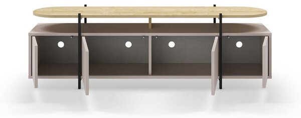 Sivo-béžový TV stolík v dekore duba 160x48 cm Hinoa – Marckeric